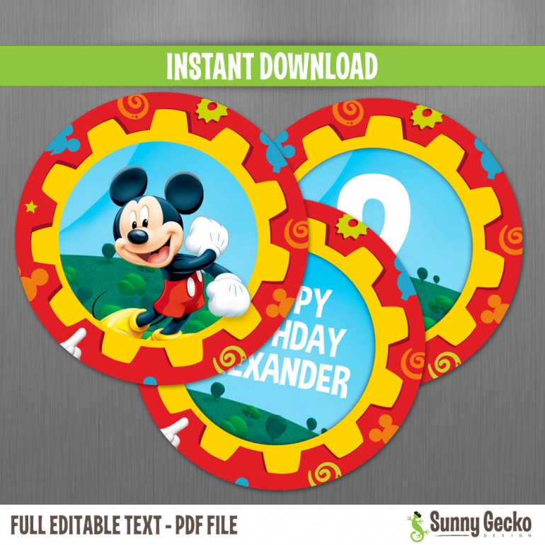 Mickey Mouse Clubhouse Birthday Circle Labels